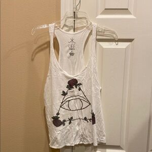 Life Clothing Co. white tank top with rose design